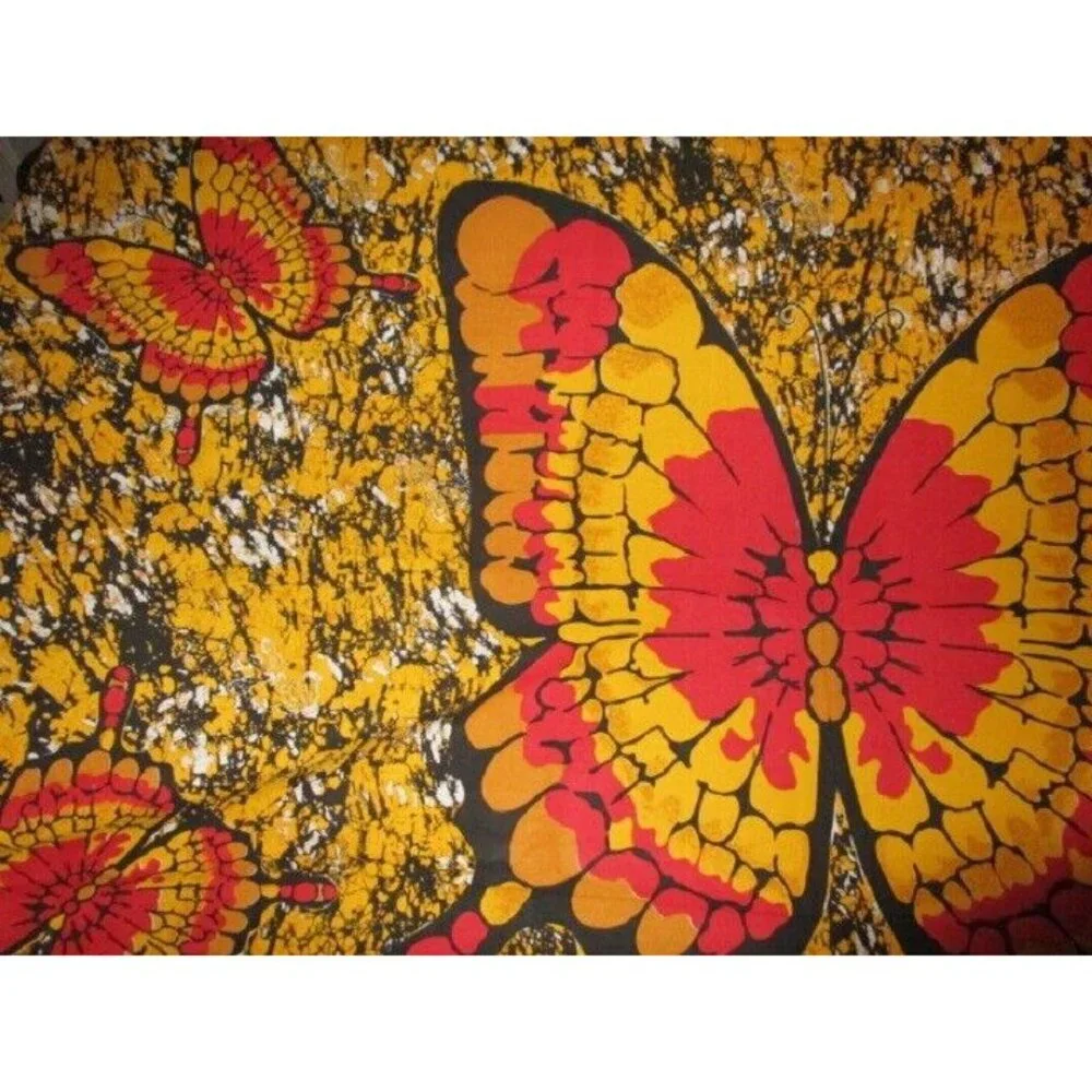 New Large Butterfly Red & Yellow Tapestry Decor Wall Hanging Coverlet Wings NIP